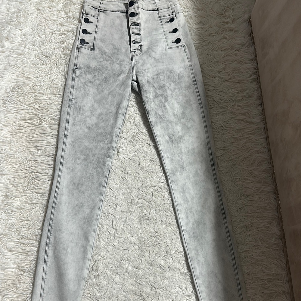 J Brand Gray High Rise Jeans with Vintage Acid Wash